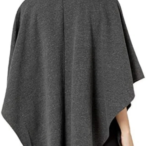 Alo Black and Gray Poncho with Scarf - Picture 2 of 6